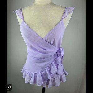 Express Light Purple Ruffle Wrap Blouse
